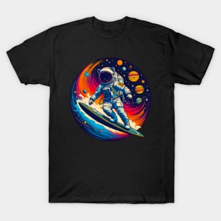 Cat Surfing a in Universe - For Space Astronaut Cat T-Shirt